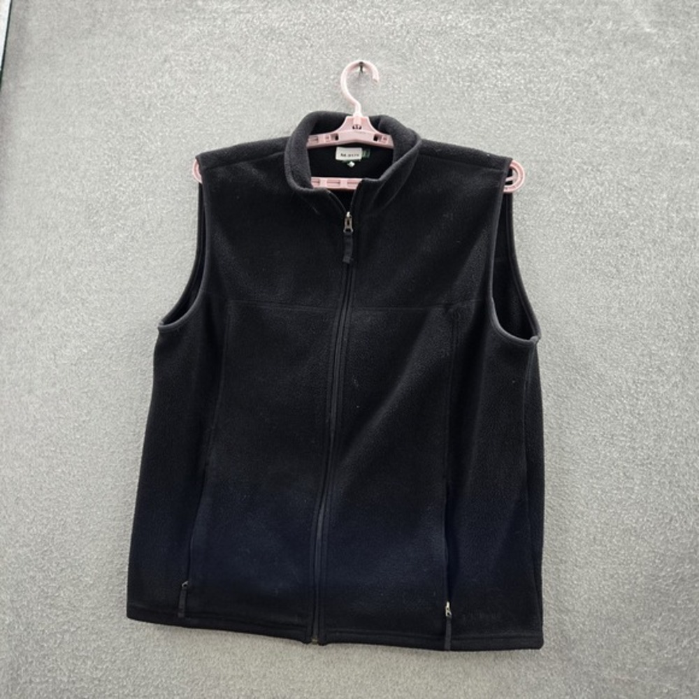 L.L. Bean Men Vest L REGULAR Black Fleece Zipper Sleeveless